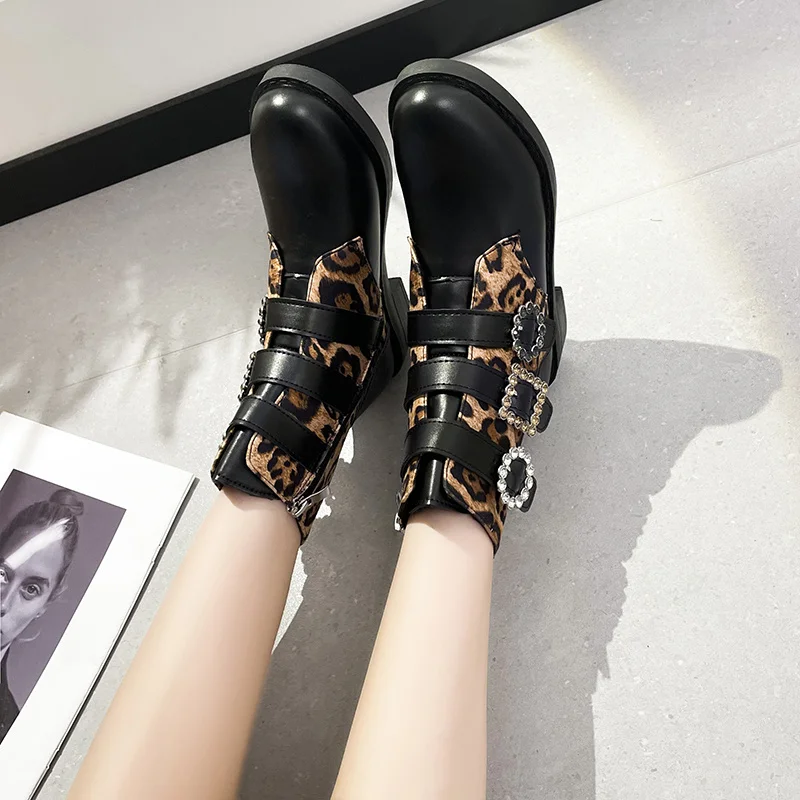Women Boot Leather Mid Heel Women Shoes Boots Woman Booties Vintage Ethic Shoe Chaussures Femme Zapatos Mujer Sapato 2022