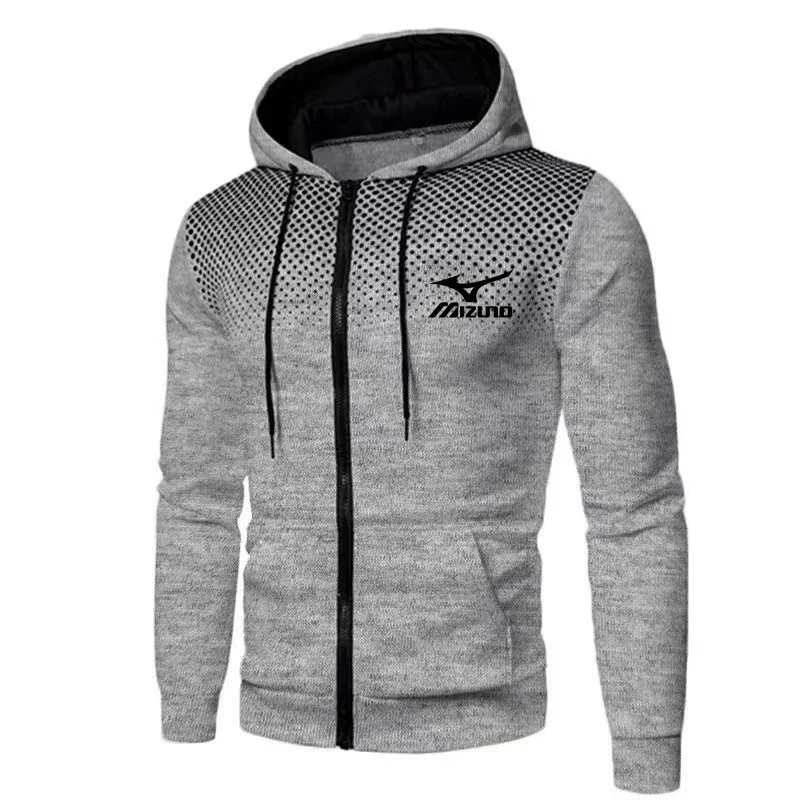 

2023New Mizuno high quality polka dot printed men's sportswear thin breathable hoodie + sports pants zippered men's sportswear