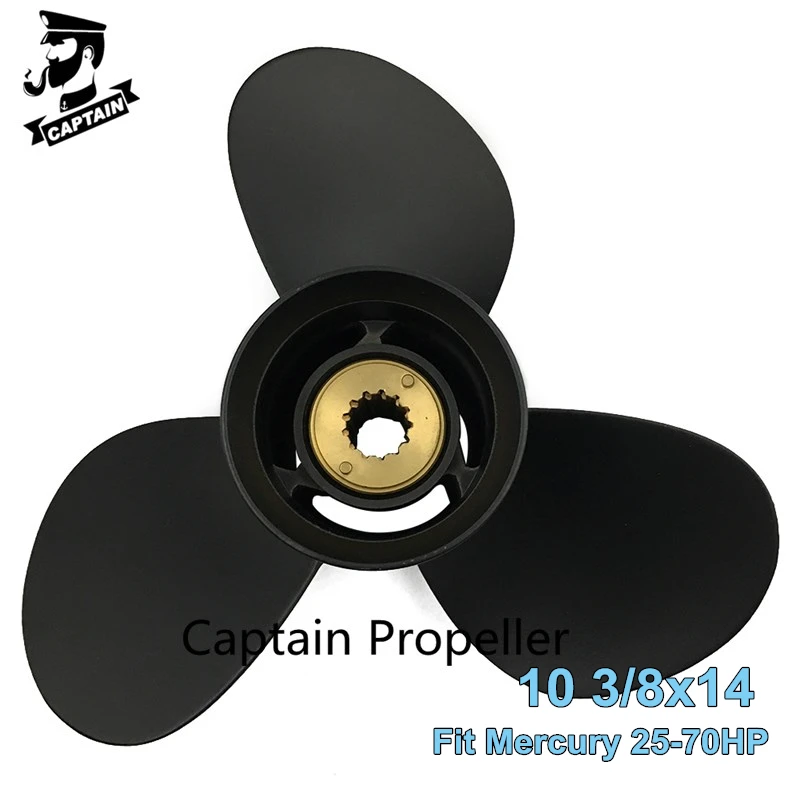 Captain Aluminum Propeller 10 3/8x14 Fit Mercury Outboard Engines 25 30 40 45 48 50 55 60 70 HP 13 Tooth Mercury Propeller Boat