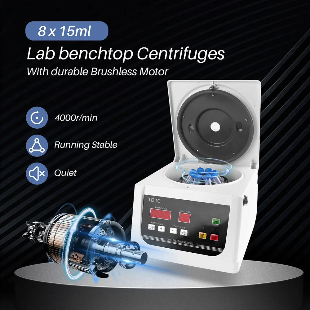 

Лабораторная низкоскоростная центрифуга TD4C для сепарации крови со скоростью вращения 4000 об/мин, доступны различные роторы