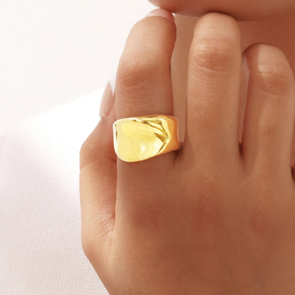 Тиградные уникальные гладкие кольца из нержавеющей стали неправильной формы для