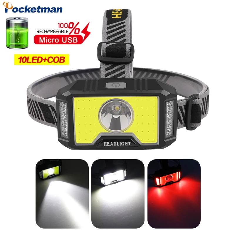 

Мощный налобный фонарь с аккумулятором 18650, 10 светодиосветодиодный, зарядка по USB