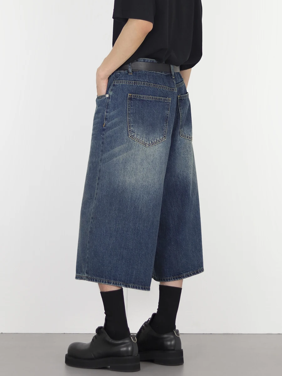REDDACHIC мужские усы потертые мешковатые джинсы Jorts с низкой посадкой однотонные