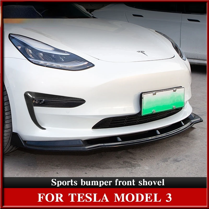 

For Model3 2021 Spoiler Carbon Fibre ABS Front skirt Model Three Front lip Tesla Model 3 2022 Accessories Bumper Front Shovel