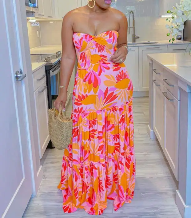 

Новое Женское длинное платье без бретелек, летнее плиссированное платье с открытой спиной, коктейльное пляжное уличное платье, эстетичная одежда