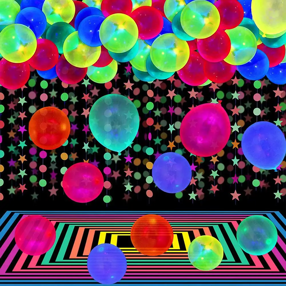 

50pcs Fluorescent Balloons Love Polka Dots Printed Wedding Room Decoration Night Party Supplies