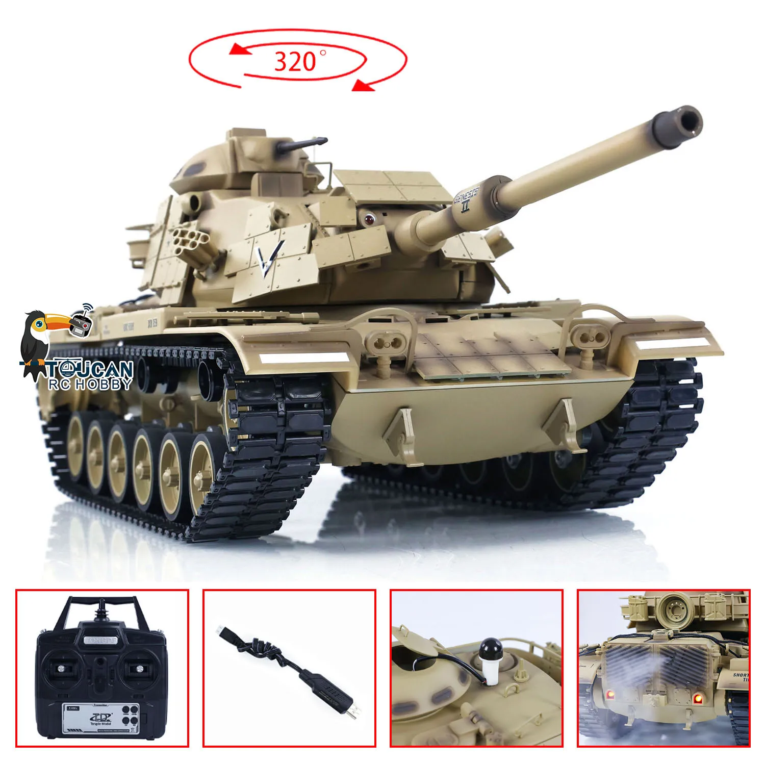 Фото В наличии TD 1/16 RC Tank BB Инфракрасная битва Tongde M60A1 ERA USA Модель танков с дистанционным управлением 320-градусная турель с вращением Звуковая игрушка №1