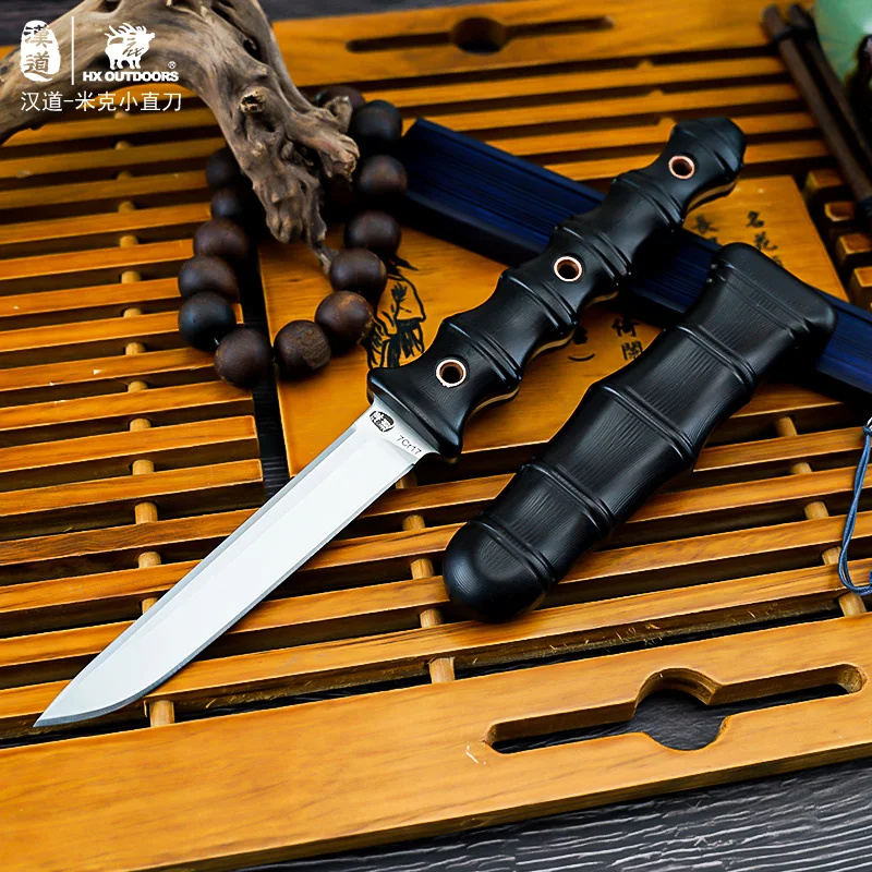 

HX OUTDOORS Tactical Knife 7Cr17mov Steel Rescue Camping Hunting Knives Edc Tool Ebony Handle Dropshipping