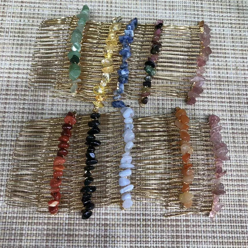

Natural Stones Hand Make Quartz Crystal Chips Card Issuance Decoration Girl Women Beautifully Accessories Decorated Headwear