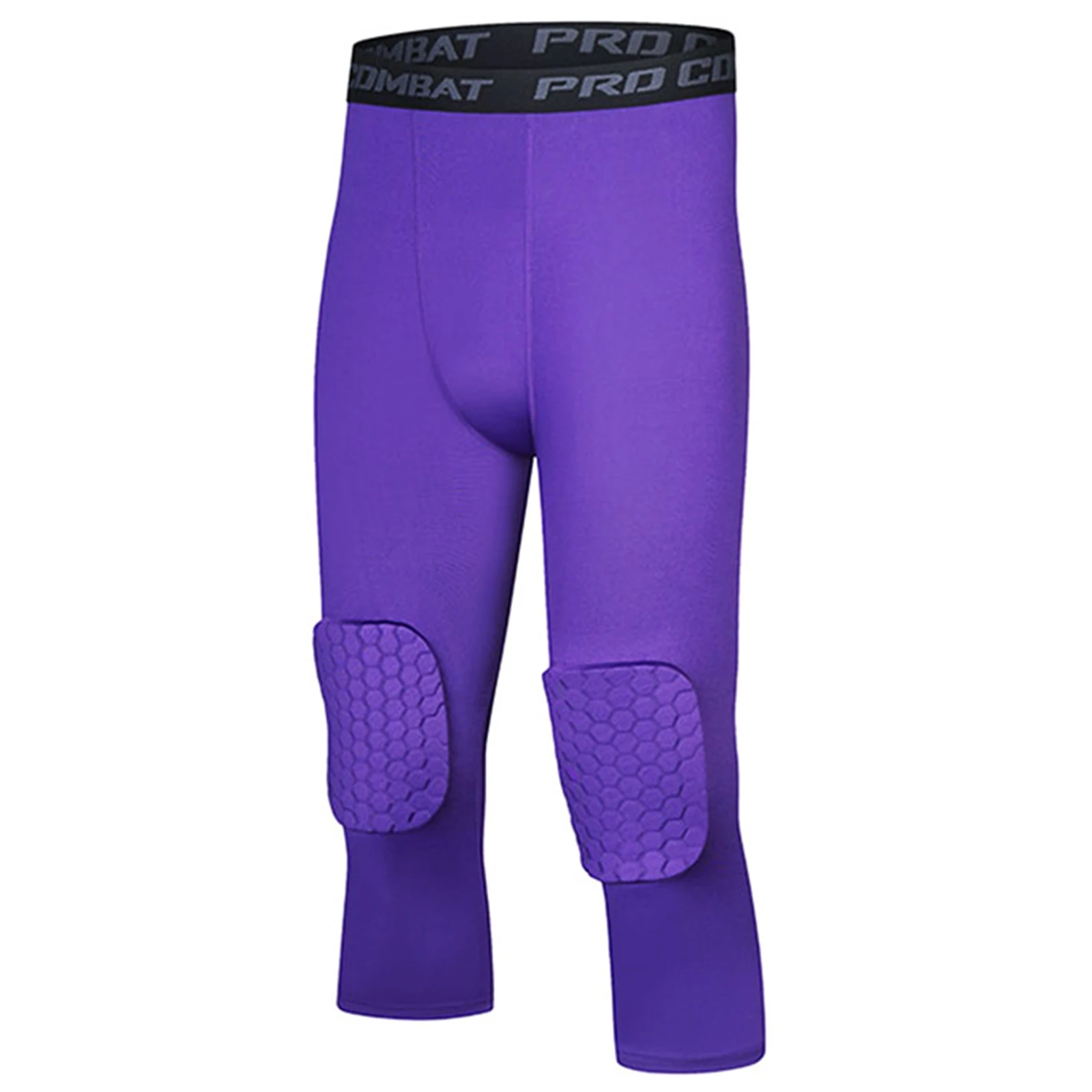 Men Sport Pants Honeycomb Knee Pads Knee Protection Anti-collision Compression Leggings Calf Length Basketball Sport Trousers