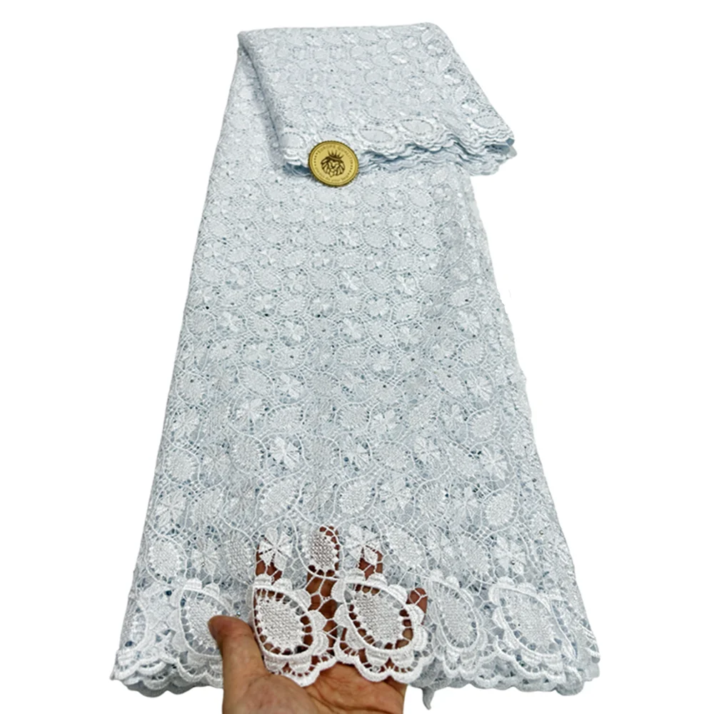 Лидер продаж оранжевая молочная шелковая кружевная ткань в африканском стиле с