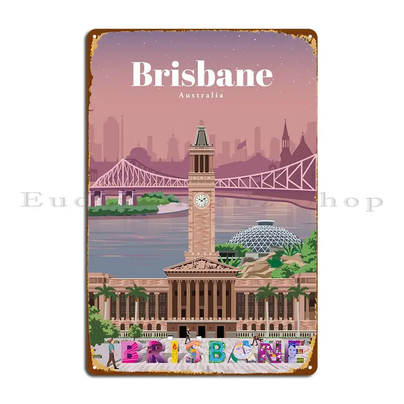 

Travel To Brisbane Metal Plaque Garage Designs Rusty Wall Plaque Cinema Tin Sign Poster