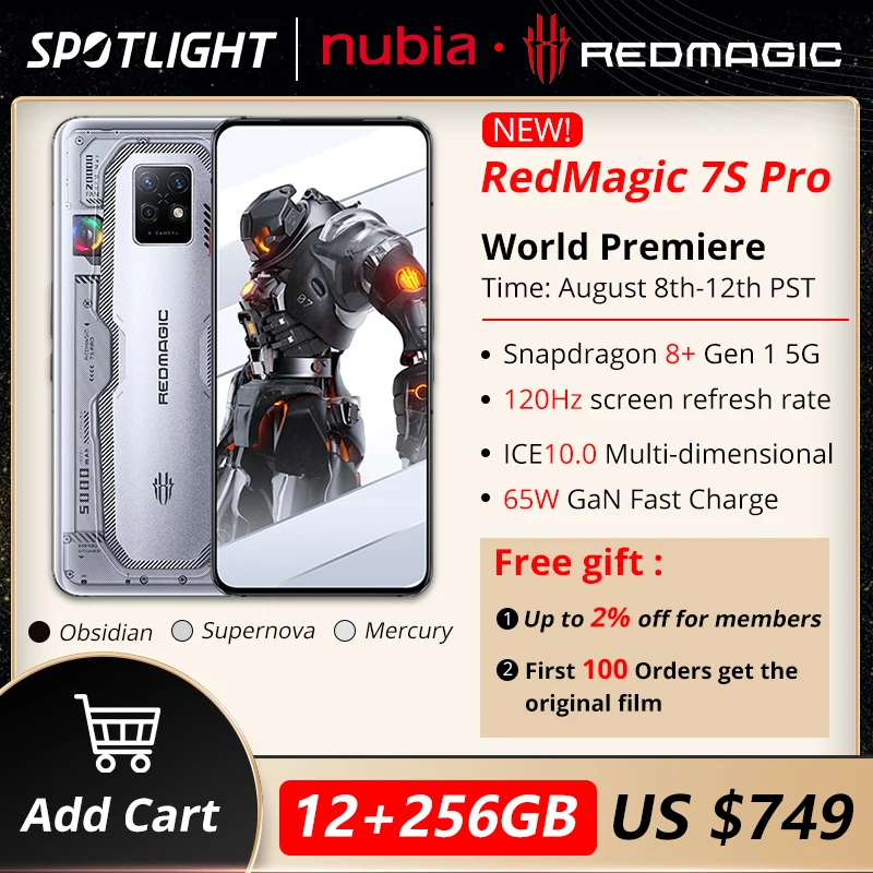  Nubia RedMagic 7S Pro игровой телефон, экран 6,8 дюйма, Восьмиядерный 