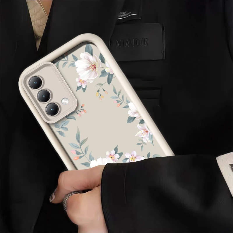 Retro Pink Flowers Phone Case For Xiaomi Poco M6 M3 M2 X6 X5 X4 X3 X2 Pro GT NFC C61 C40 C31 Shockproof Silicone Soft Cover Capa
