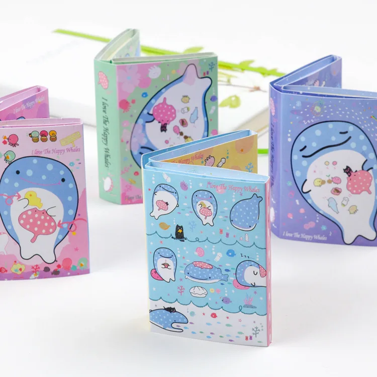 

Lovely Happy ocean Whale 6 Folding Memo Pad N Times Sticky Notes Memo Notepad Bookmark Gift Stationery