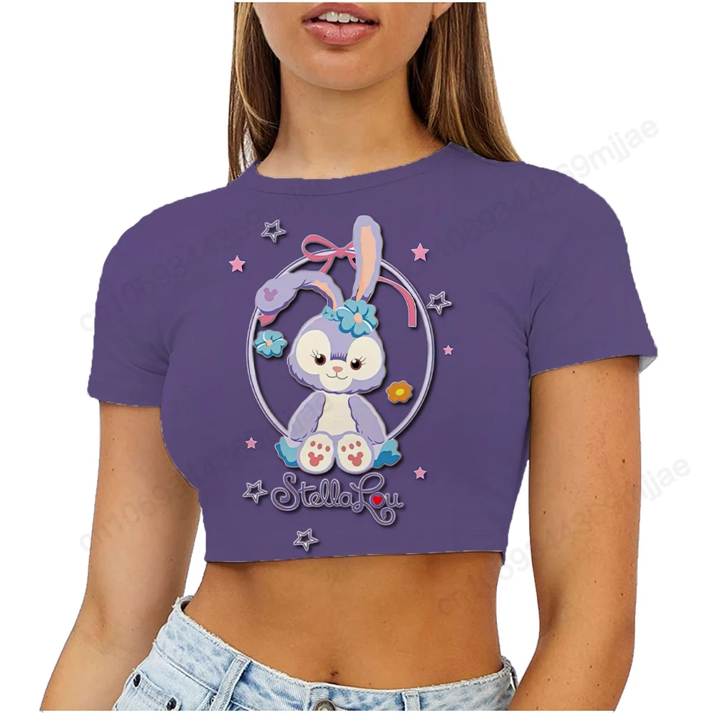 

Round Neck Women Top Y2k Women's Shirt Disney Short Top T-shirt Beautiful Women's Blouses Sexy 2000s Tops Winnie the Pooh Tshirt