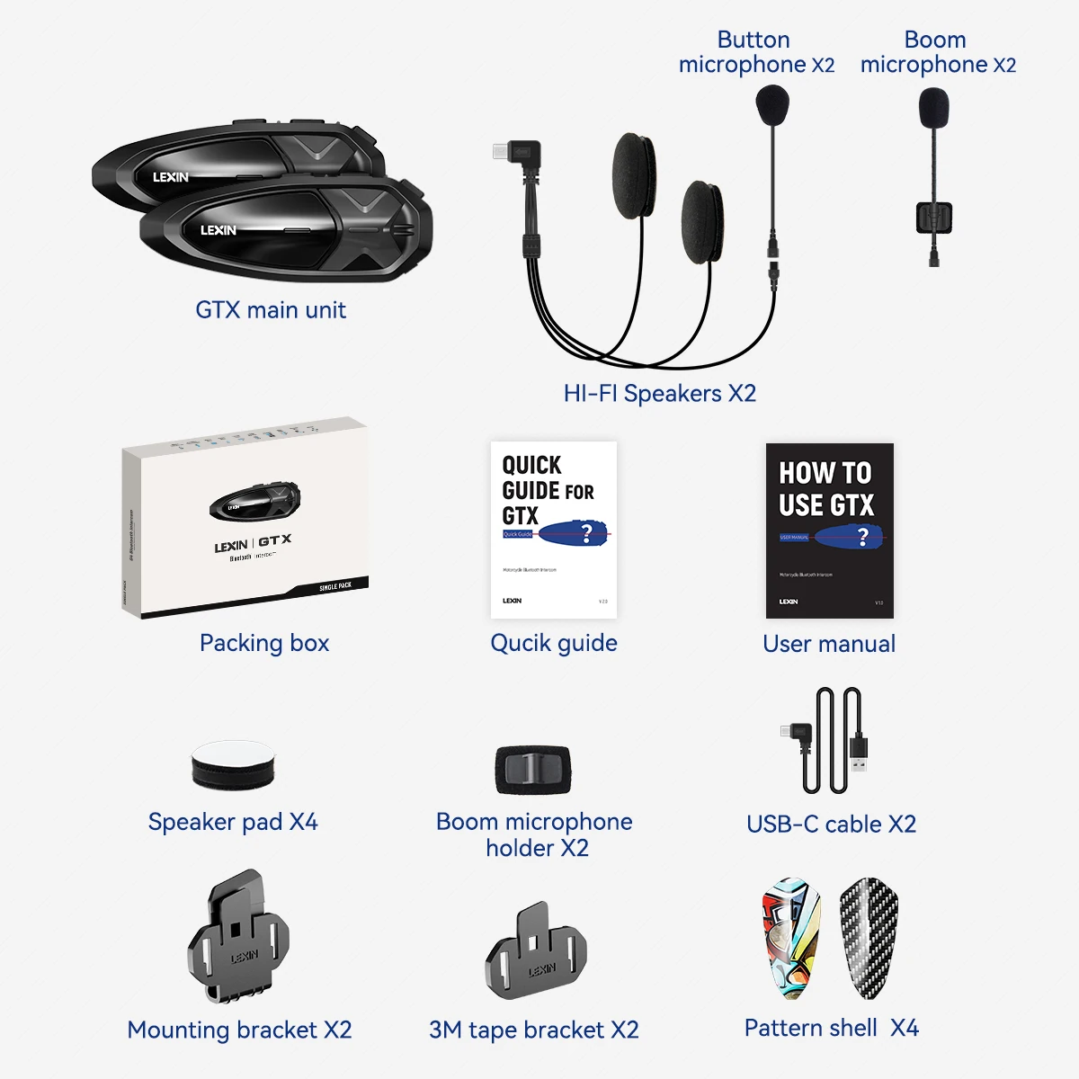 

Lexin LX-GTX Интерком мотоцикл 2 Casques Bluetooth одна кнопка сопряжение шлема гарнитуры, говорить и слушать музыку в то же время
