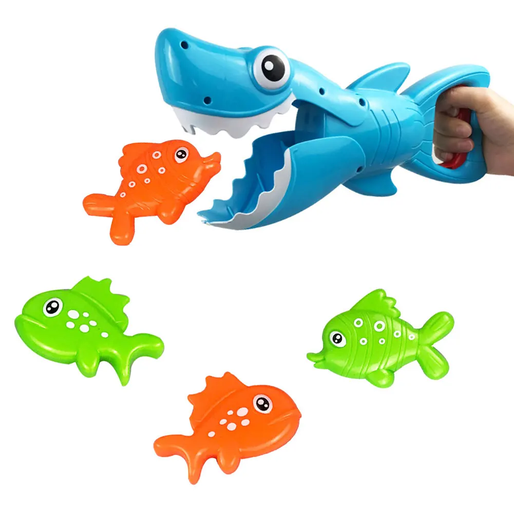 

5pcs/set Tub Bathroom Random Color Toddler For Kids Fish Pool Floating Playing Fun Bath Toy Shark Grabber Game