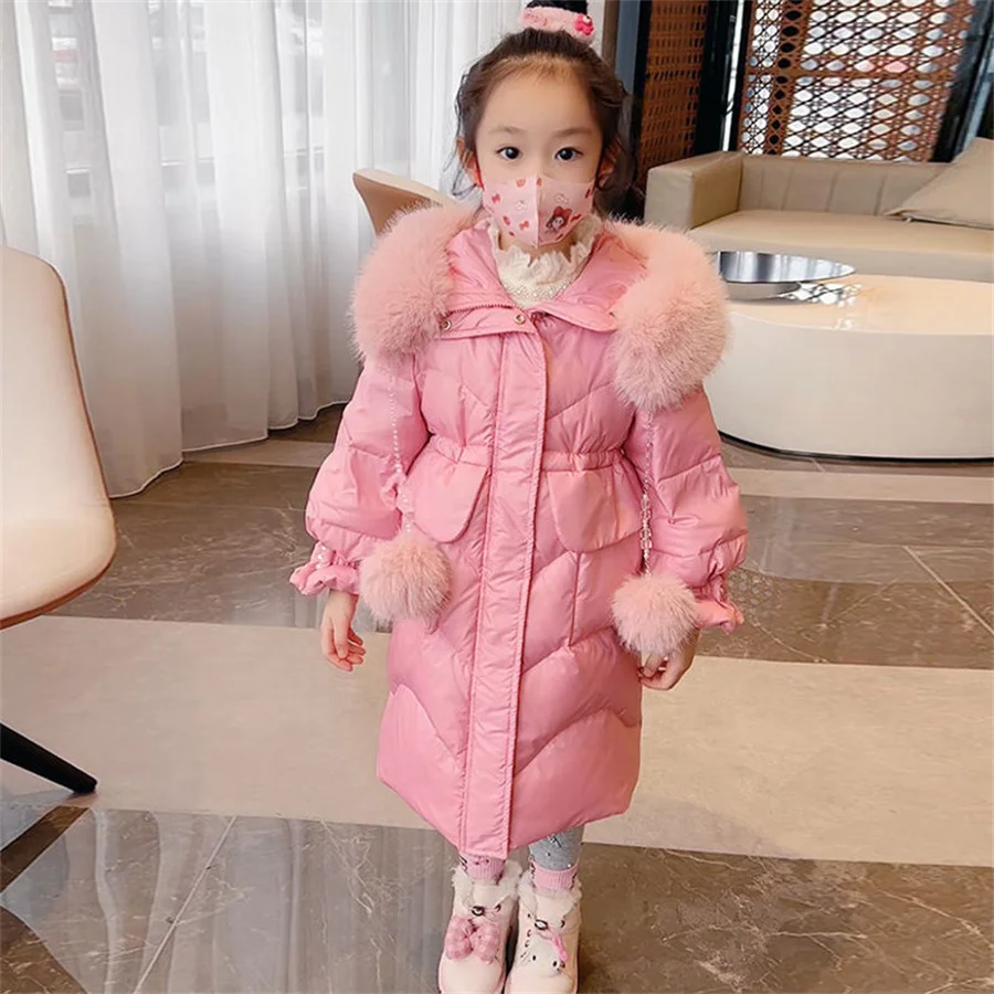 

2023 New Winter Jackets For Girls Coat Fashion Long Style Hooded Outerwear Thicken Warm Children's Clothing 3 4 5 6 8 10 12 Year