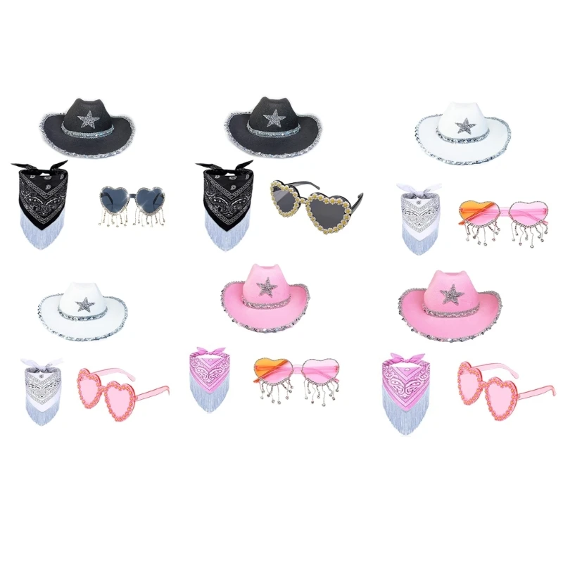 

CowboyHat, очки, bandanaa, Женская девичника, вечерние, шапка cowboybows