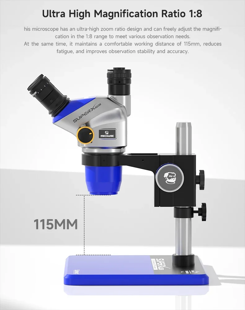 Фото Тринокулярный микроскоп MECHANIC SPACE X Pro-B11 TSD 6,5X-52 X с непрерывным зумом для телефонов, наборы инструментов для ремонта электронной сварки печатных плат №3