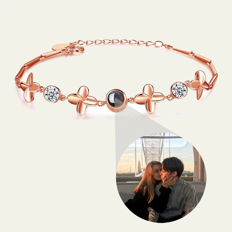 S925 Custom Photo Projection Zircon Bracelet For Women Girlfriend Gift 2023 New Valentine Present Luxury Trendy Romantic Jewelry