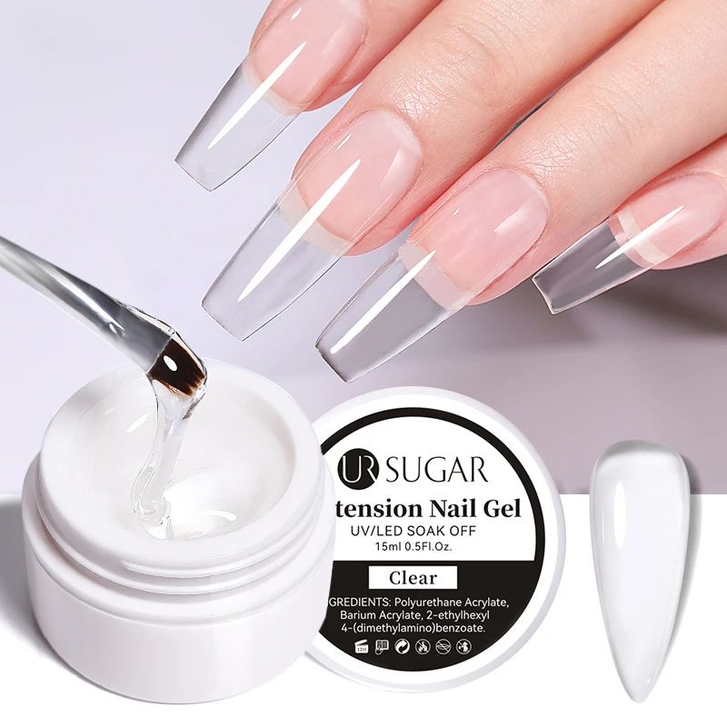 

UR SUGAR 15ml Jelly Extension Nail Gel Clear White And Pink Color Gel Nail Polish Soak Off Gel Varnish Manicure Tips Tools