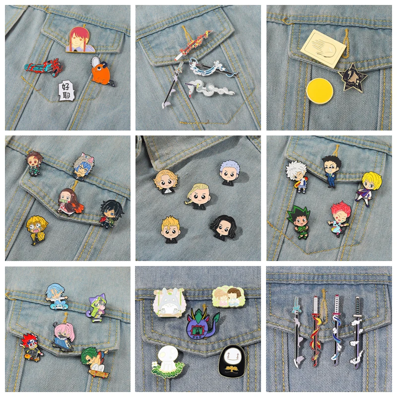 

Juvenile Manga Enamel Pin Demon Slayer Satan JOJO Lapel Badge Cartoon Brooches Cute Jewelry Party Gift For Fans Game Player