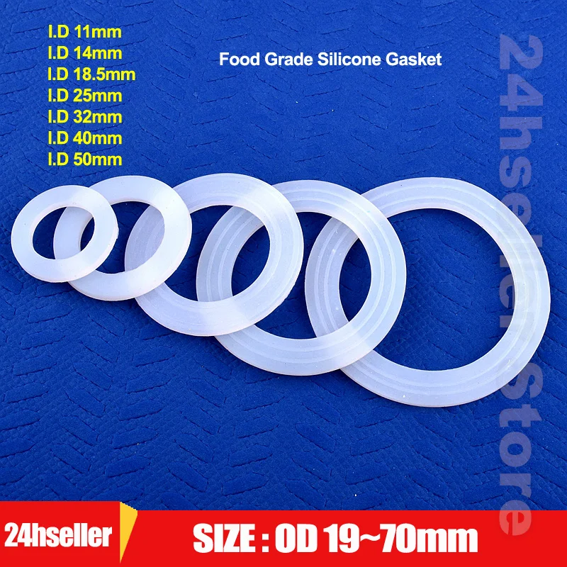 

ID 11~50mm OD 19~70mm Food Grade Silicone Gasket High Temperature Resistance Seal Ring Water Dispenser Water Pipe Joint Fitting