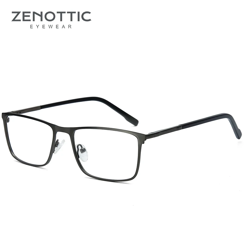 

ZENOTTIC 2023 Alloy Square Optical Glasses Frame Men Business Style Fashion GUN color Non-Prescription Eyewear BT2104