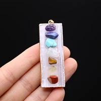 natural stone 7 chakras energy pendants rectangle shape amethysts amulet charms for jewelry making diy women necklace earrings