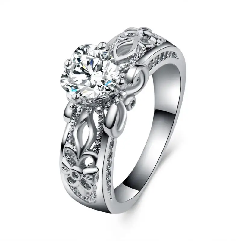 

HOYON imitation white diamond heart ring for women party jewelry pattern side cutout retro geometric jewelry free shipping