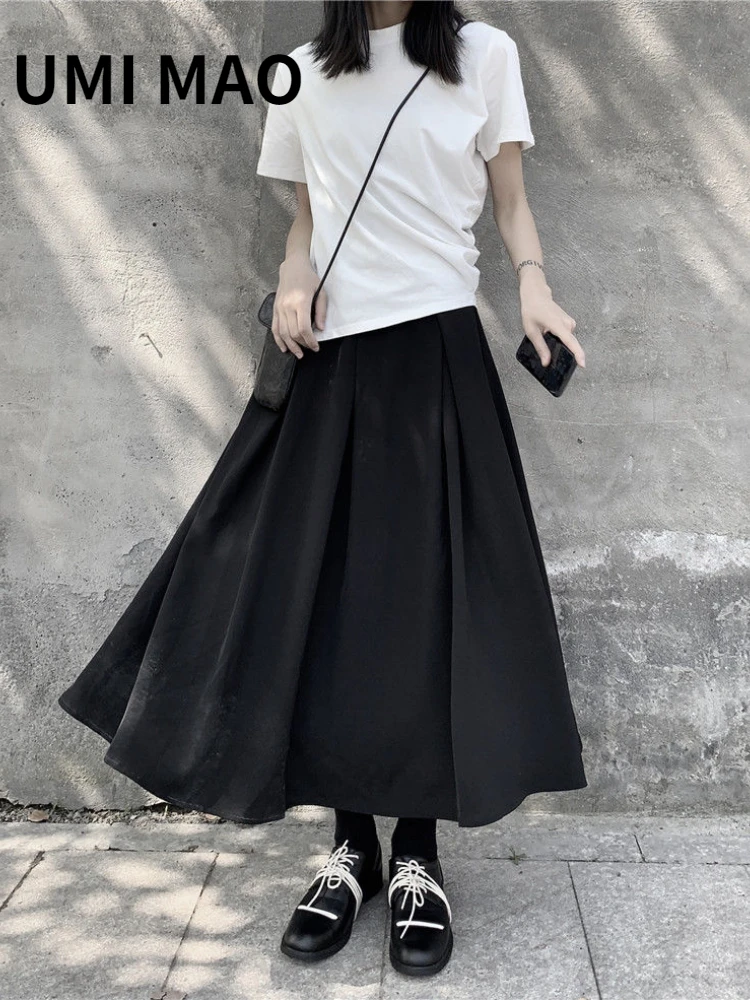 UMI MAO Yamamoto Dark Skirt Pleated Skirt Streetwear Niche Design A-type Female Y2K Pastel Goth Clothes Alternative Fashion