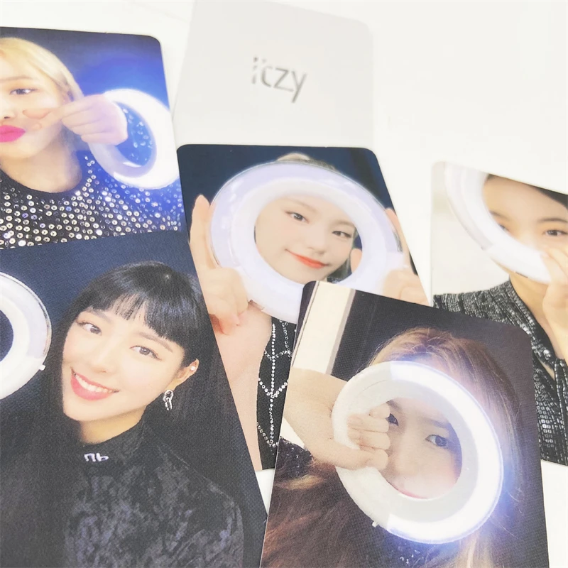 KPOP Фотокарточка с кольцом освещения ITZY 5 шт. набор двусторонних Ломо Чаеренг, Йеджи, Юна, Лия, Рюджин. Посткроссовая коллекция для поклонников. Подарок B3.