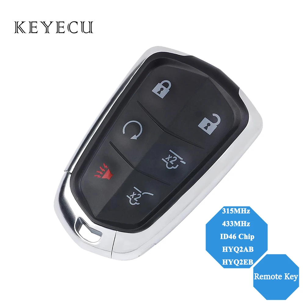 Keyecu 6 кнопок HYQ2AB HYQ2EB для Cadillac Escalade ESV 2015-2020 умная версия 315 МГц 433 с чипом ID46