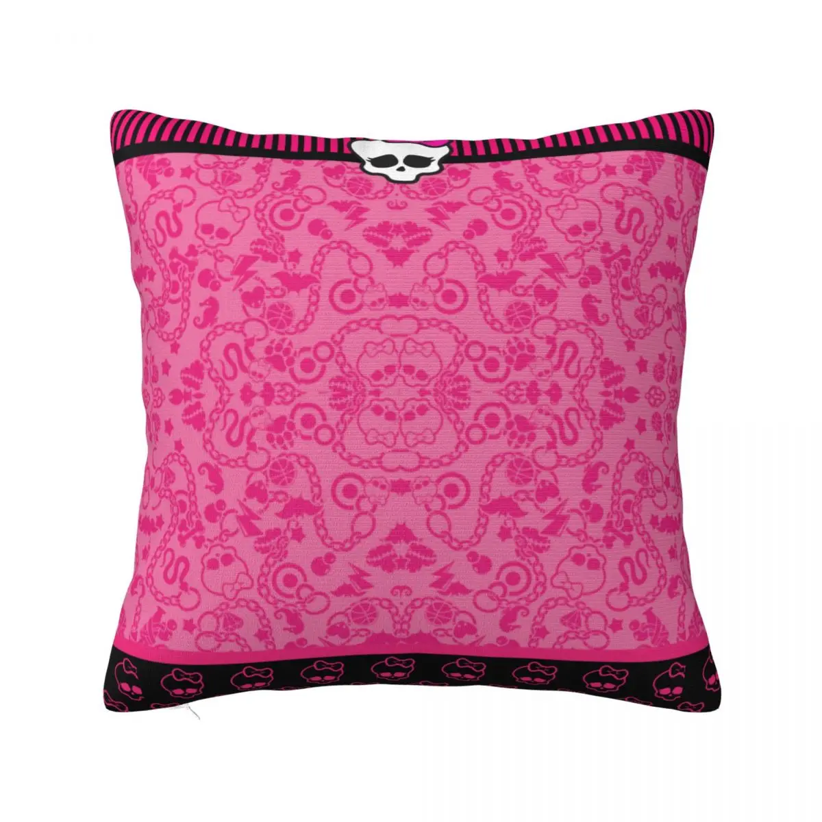 Pink Monster High Square Pillow Case Anime Cushion Cover Novelty Polyester Decorative Pillowcover for Seat 40*40cm