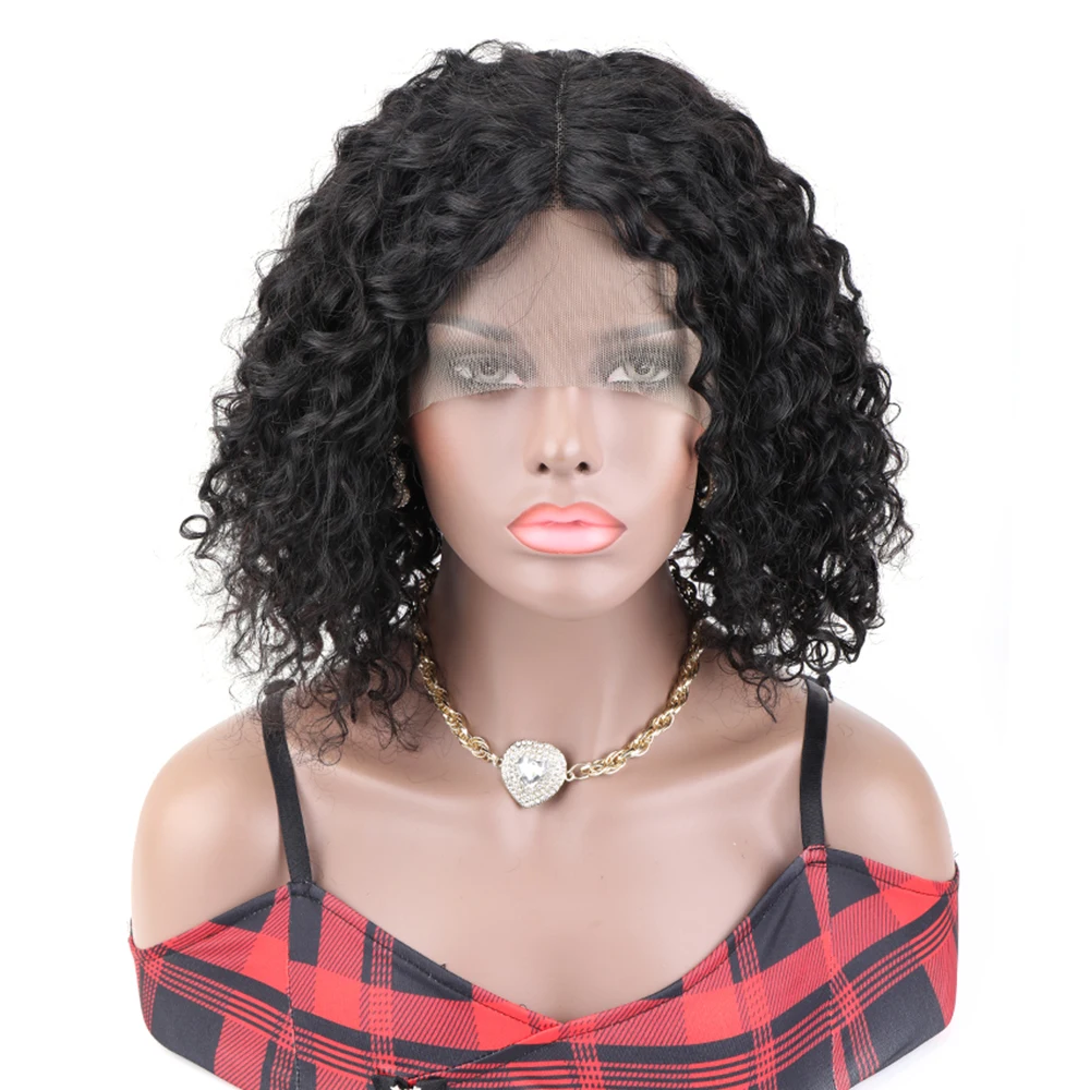 Deep Wave Frontal Wig Water Wave Human Hair Wigs Vrigin Brazilian Hair Curly Bob Wig Short Human Hair Pre Plucked Wigs for Women