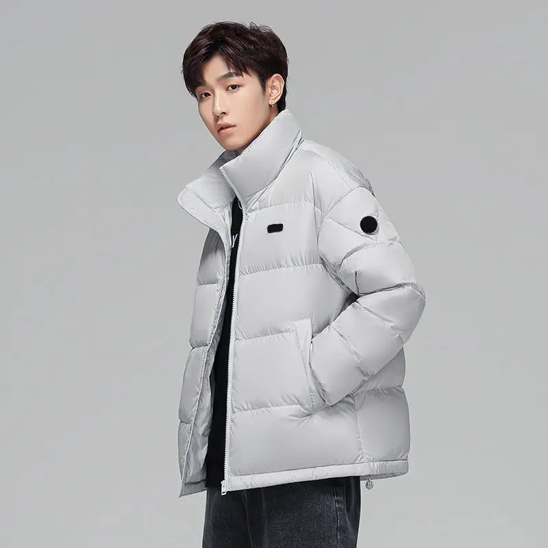 

Winter and Autumn Man Down Jacket Snow Casual White Duck Down Jackets Men Stand Collar Outerwear Solid Coat Windbreaker A17