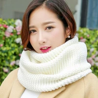 autumn winter korea sweet scarf womens fashion solid color knitted bib woolen ladies collar thick warmth solid scarf