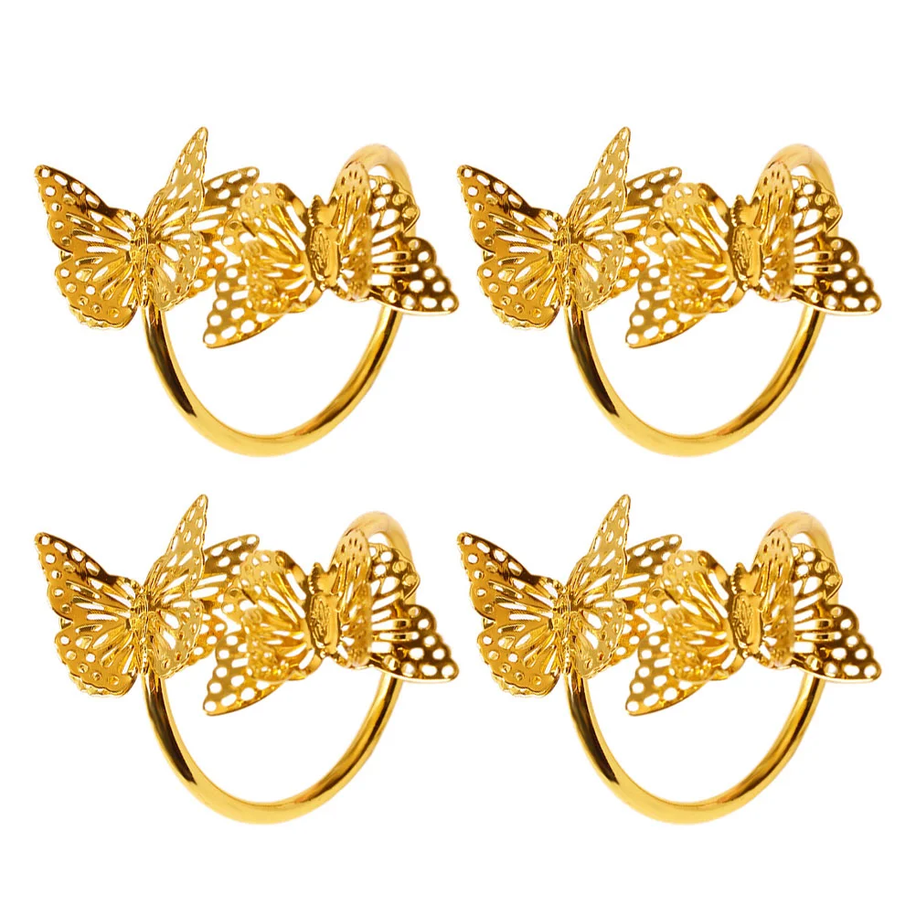 

Napkin Rings Ring Holder Butterflies Buckle Serviette Gold Table Wedding Dinner Banquet Holders Buckles Golden Party Holiday
