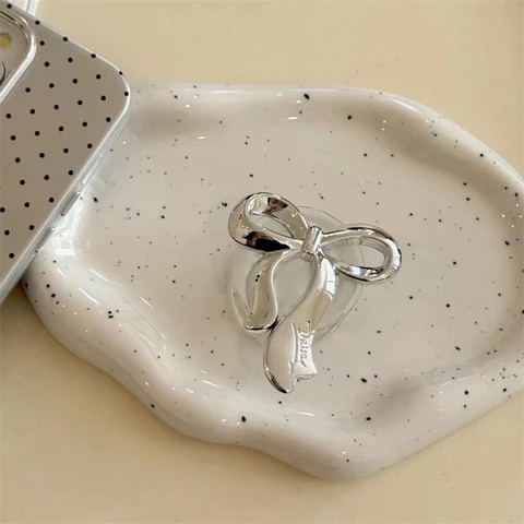 Корейский милый серебристый бант Griptok, прозрачный держатель для телефона, кольцо на палец, подставка для iPhone, Samsung, складная розетка, кронштейн для девочек