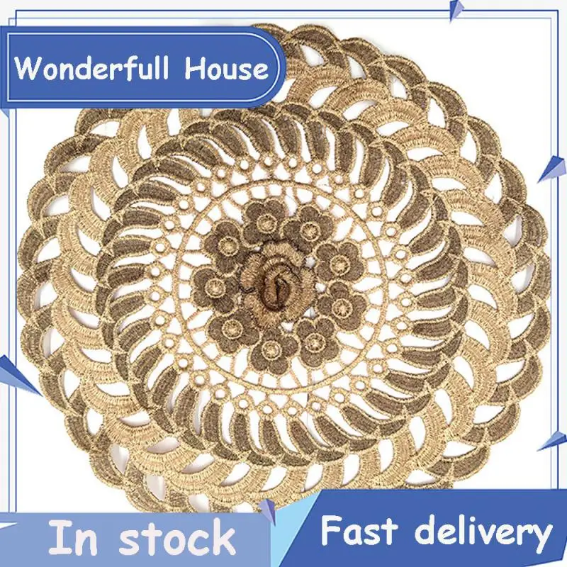 

Kitchen Tool Cup Coasters Embroidered Round Table Cloth Table Decoration Tablecloths 1pcs Cover Table Mat Dinnerware Mat