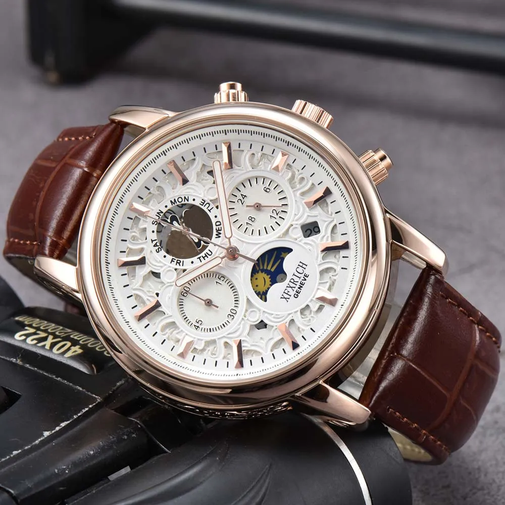 

Top Hot Original Brand Watches for Mens Luxury Multifunction Automatic Date Watch Business Chronograph Moon Phase AAA Male Clock