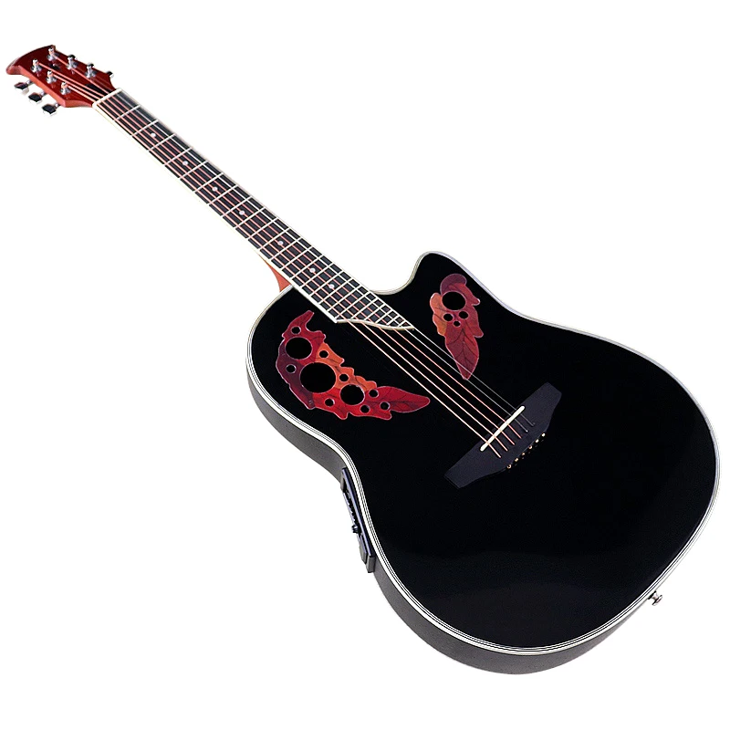 

Laminated Spruce wood Electric Acoustic Guitar 6 Strings Round Back Ovation Model 41 Inch Cutaway Design Folk Guitar