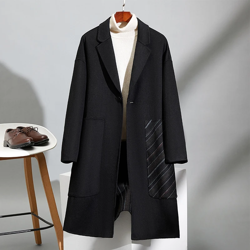 

Мужское длинное пальто на одной пуговице, из 70% шерсти