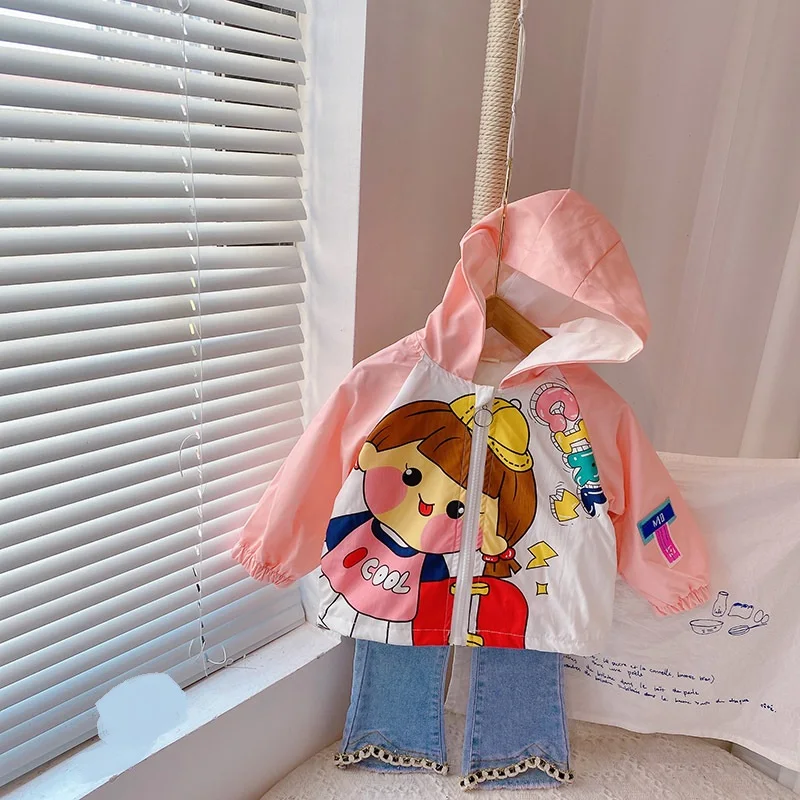 

Детская джинсовая куртка с отложным воротником, с мультяшным принтом