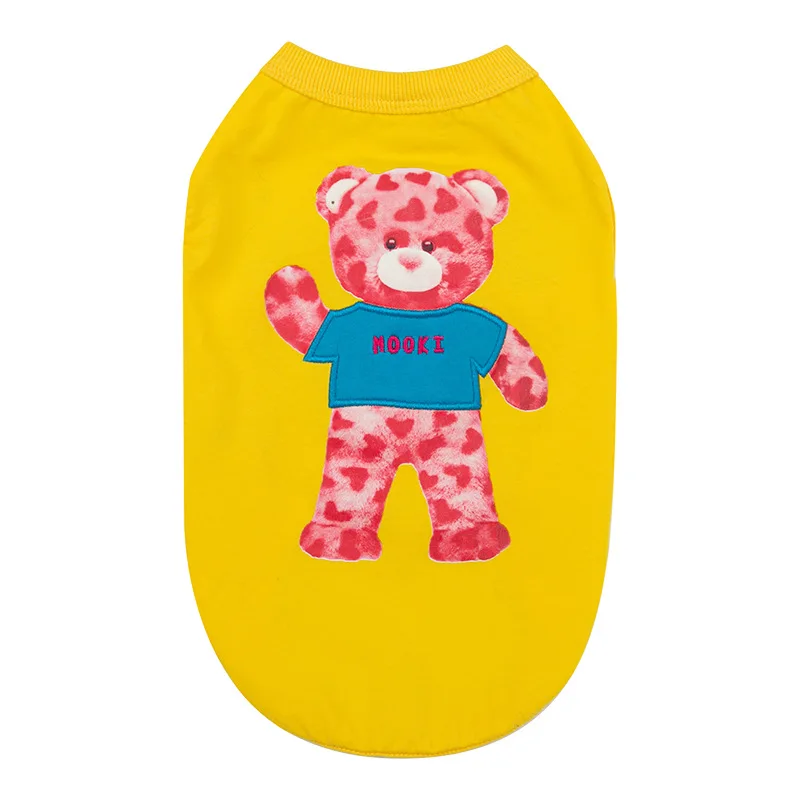 

Dog Summer Vest Pet Cute Bear Embroidery Clothing Small Dogs Comfortable Sleeveless Costume Cat Puppy Yellow Thin Clothes
