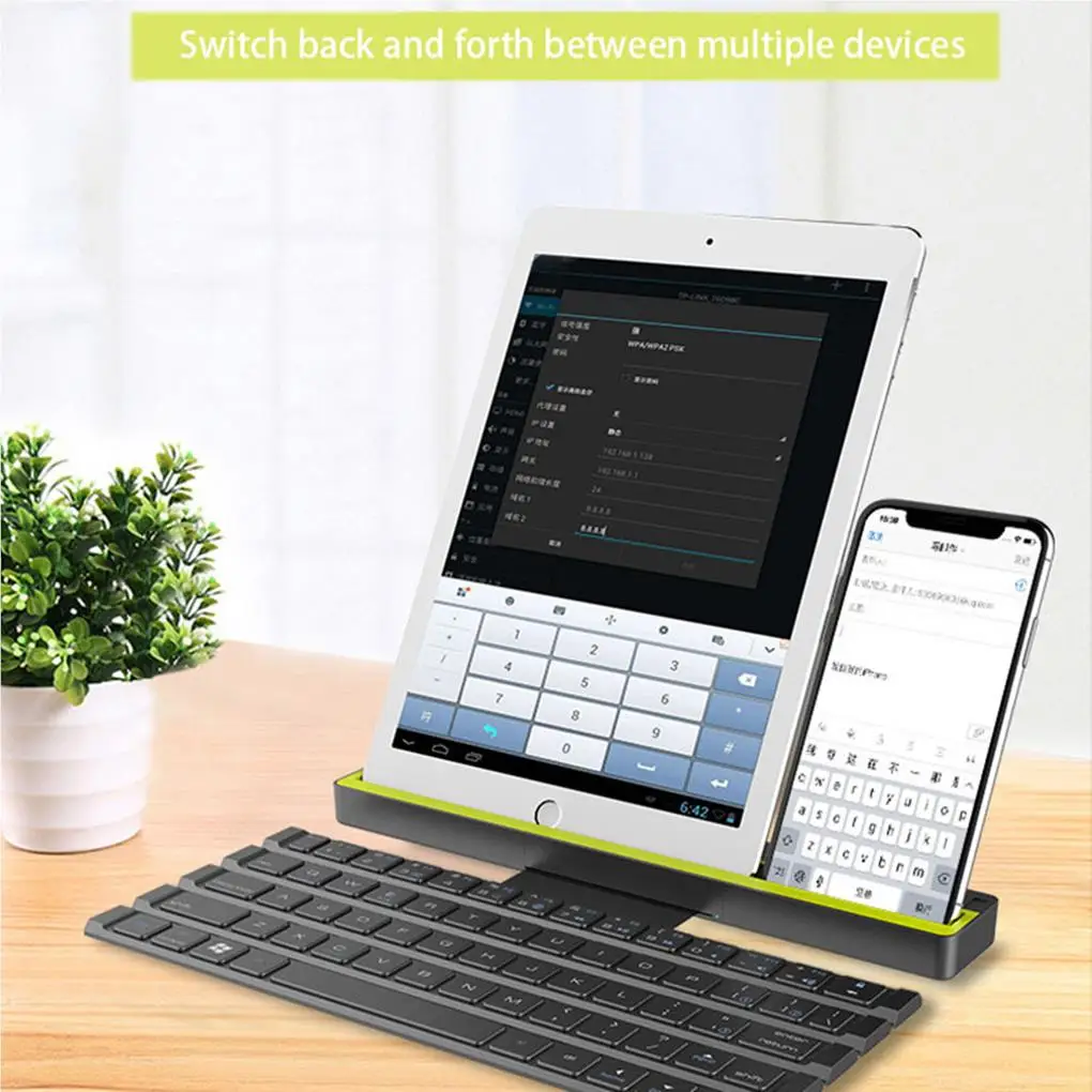 

Folding Thin Wireless Keyboard with Button Keys Tools Ergonomics Pocket Keypad Travel Laptop Television Smartphone
