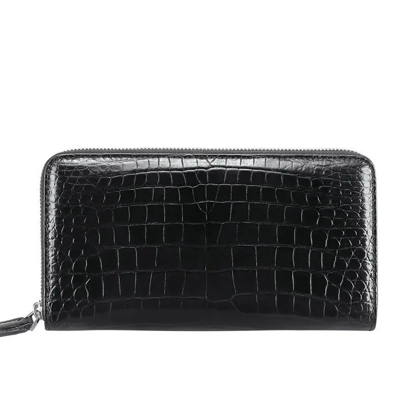 

Luxury No Splicing Real Crocodile Skin Clutch Bag For Men Long Wallet Business Men's Zipper Multiple Card Case Iphone Holder