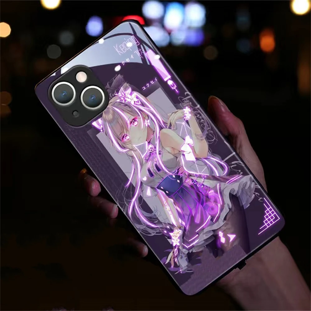 

Japan Impact Anime LED Light Up Phone Case For XiaoMi 11 12 12 13Pro Ultra RedMi K50 K40 Pro Poco F3 LED Flash Back Cover